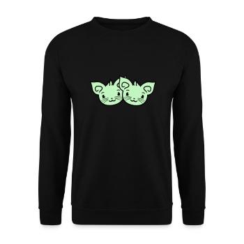 Deux chats heureux 2 amis Couple Équipe Couple - Sweat-shirt Unisexe - noir - Devant - Alina (178cm) & Michal (187cm)