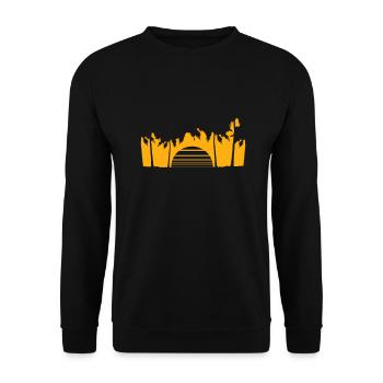 palmiers rayures soleil arbres plage vacances mer plaisir - Sweat-shirt Unisexe - noir - Devant - Alina (178cm) & Michal (187cm)