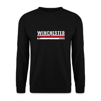 Winchester England Vintage Design - Unisex Pullover - Schwarz - Vorne - Alina (178cm) & Michal (187cm)