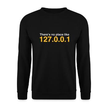NERD HUMOR: Es gibt keinen Ort wie Localhost - Unisex Pullover - Schwarz - Vorne - Alina (178cm) & Michal (187cm)