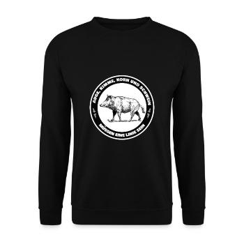 Wildschwein Jäger Jägersprach Jagd Spruch Geschenk - Unisex Pullover - Schwarz - Vorne - Alina (178cm) & Michal (187cm)