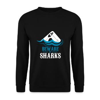 Attention Sharks Poker Strong Gift - Unisex Sweatshirt - black - Front - Alina (178cm) & Michal (187cm)