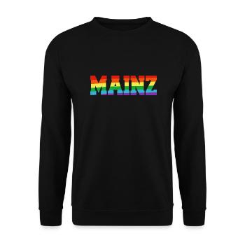 Mainz Regenbogenfahne - Unisex Pullover - Schwarz - Vorne - Alina (178cm) & Michal (187cm)