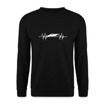 Boot Motorboot Herzschlag Heartbeat - Unisex Pullover - Schwarz - Vorne - Alina (178cm) & Michal (187cm)