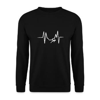 Climbing Heartbeat Heartbeat Mountaineering Hiking - Unisex Sweatshirt - black - Front - Alina (178cm) & Michal (187cm)