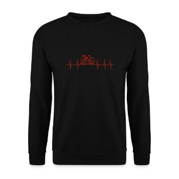 Wohnwagen Herzschlag Camping Natur Wald - Unisex Pullover - Schwarz - Vorne - Alina (178cm) & Michal (187cm)