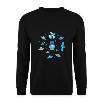 Raumfahrt blau-weiß - Unisex Pullover - Schwarz - Vorne - Alina (178cm) & Michal (187cm)