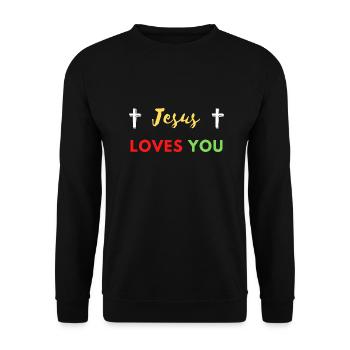 Jesus loves you fertig - Unisex Pullover - Schwarz - Vorne - Alina (178cm) & Michal (187cm)