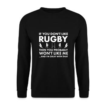 Sport si tu ne m’aimes pas rugby - Sweat-shirt Unisexe - noir - Devant - Alina (178cm) & Michal (187cm)
