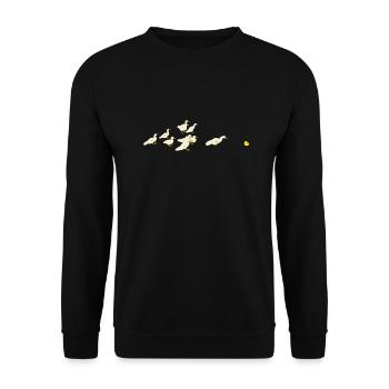 Enten und Gummiente - Unisex Pullover - Schwarz - Vorne - Alina (178cm) & Michal (187cm)