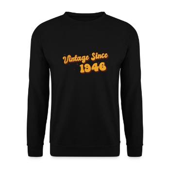 Millésime depuis 1946 77 ans - Groovy 77ème - Sweat-shirt Unisexe - noir - Devant - Alina (178cm) & Michal (187cm)