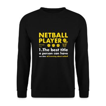 Sport Player Definition Netball - Unisex Sweatshirt - black - Front - Alina (178cm) & Michal (187cm)