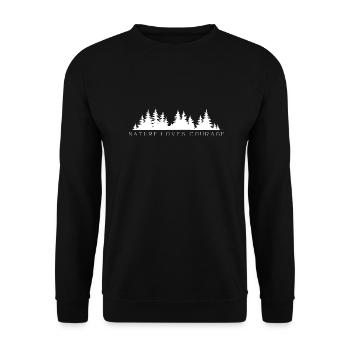 nature loves courage 01 | clan of birds climate - Unisex Pullover - Schwarz - Vorne - Alina (178cm) & Michal (187cm)
