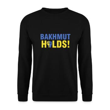 Bakhmut Holds, Бахмут Ukrainian flag Bakhmut - Sweat-shirt Unisexe - noir - Devant - Alina (178cm) & Michal (187cm)