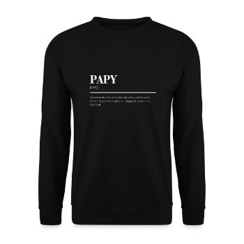 Papy: Définition Drôle - Cadeau Parfait - Sweat-shirt Unisexe - noir - Devant - Alina (178cm) & Michal (187cm)