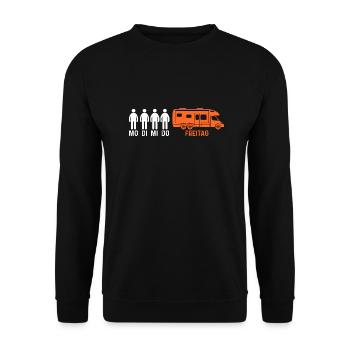 Wohnmobil Wohnwagen Camping Camper - Unisex Pullover - Schwarz - Vorne - Alina (178cm) & Michal (187cm)