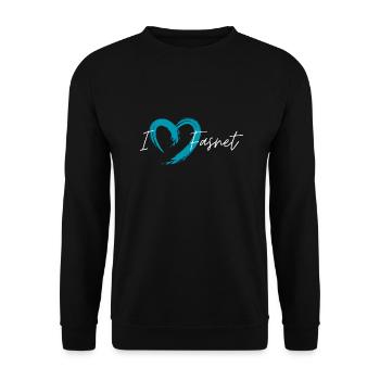 I love Fasnet blau - Unisex Pullover - Schwarz - Vorne - Alina (178cm) & Michal (187cm)