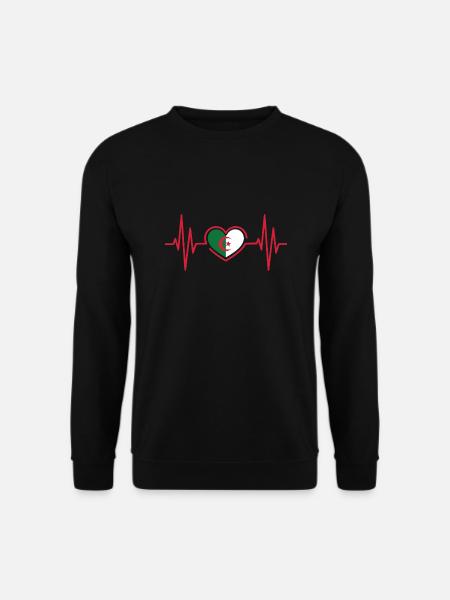 Battement DE CŒUR Algérie Drapeau Football Equipe - Sweat-shirt Unisexe - noir