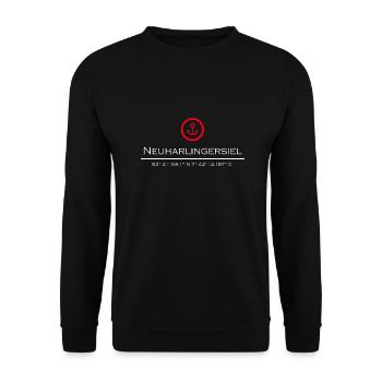 Neuharlingersiel roter Anker - Unisex Pullover - Schwarz - Vorne - Alina (178cm) & Michal (187cm)