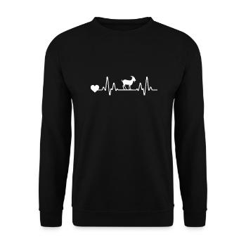 Bauernhof Landwirt Bauer Herzschlag Ziegen - Unisex Pullover - Schwarz - Vorne - Alina (178cm) & Michal (187cm)