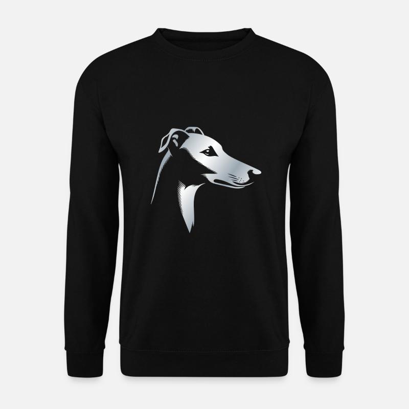 Windhund Greyhound, Hundekopf, Zeichnung silber - Unisex Pullover - Schwarz