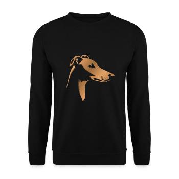 Greyhound greyhound, dog head, drawing bronze - Unisex Sweatshirt - black - Front - Alina (178cm) & Michal (187cm)