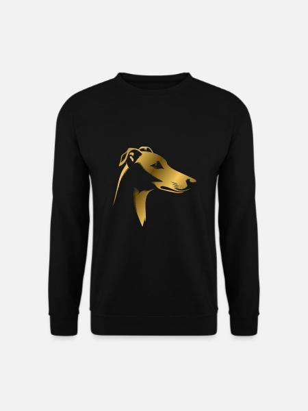 Windhund Greyhound, Hundekopf, Zeichnung gold - Unisex Pullover - Schwarz