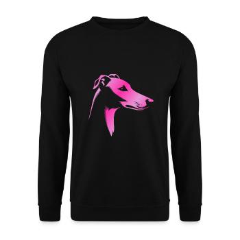 Greyhound greyhound, dog head, pink drawing - Unisex Sweatshirt - black - Front - Alina (178cm) & Michal (187cm)