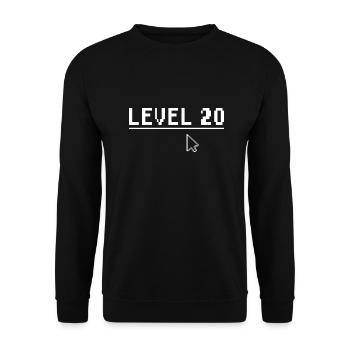 20. Geburtstag Geschenk Level 20 - Unisex Pullover - Schwarz - Vorne - Alina (178cm) & Michal (187cm)