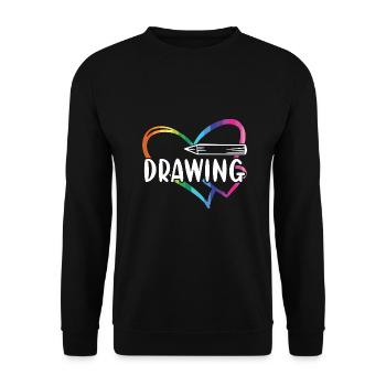 Drawer Heart Drawing - Unisex Pullover - Schwarz - Vorne - Alina (178cm) & Michal (187cm)