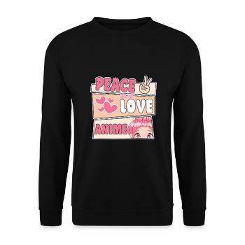 Cute Japanese Manga Women Girls Gift Otaku Kawaii - Unisex Pullover - Schwarz - Vorne - Alina (178cm) & Michal (187cm)