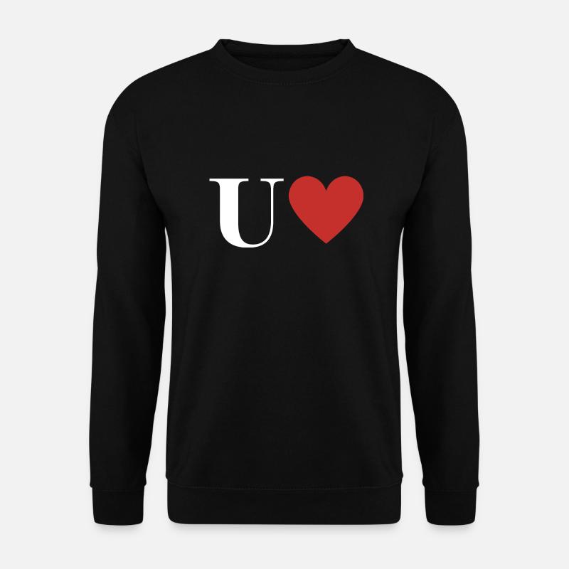Letter u red heart - Unisex Sweatshirt - black