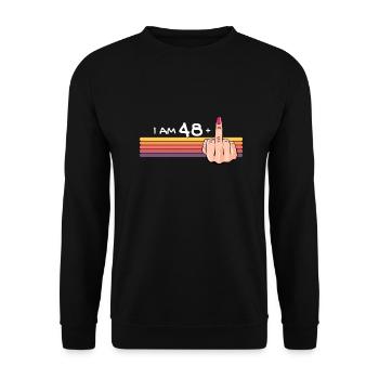 J’ai 48 ans + 1 chemise de doigt d’honneur J’ai 48 ans et plus, - Sweat-shirt Unisexe - noir - Devant - Alina (178cm) & Michal (187cm)