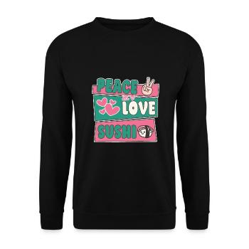 Amateur de cuisine japonaise Peace Love Sushi - Sweat-shirt Unisexe - noir - Devant - Alina (178cm) & Michal (187cm)