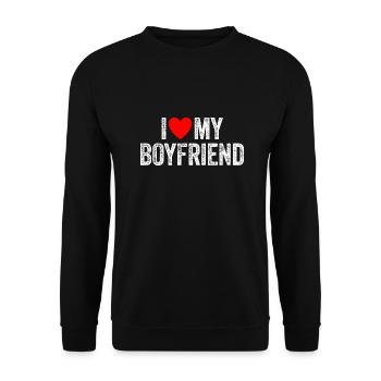 I Love My Boyfriend Valentine's Day Boyfriend - Unisex Sweatshirt - black - Front - Alina (178cm) & Michal (187cm)