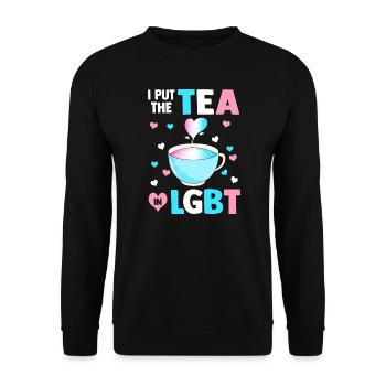 Put The Tea in LGBT Trans Flag - Unisex Sweatshirt - black - Front - Alina (178cm) & Michal (187cm)