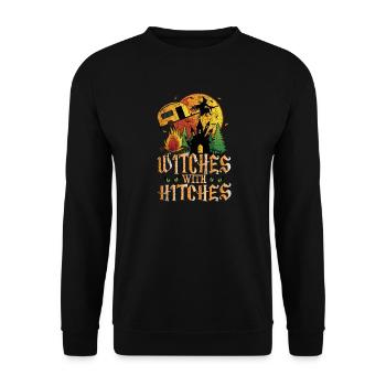 Funny Camping Witches Trailer Hitch - Unisex Sweatshirt - black - Front - Alina (178cm) & Michal (187cm)
