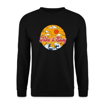Take It Easy / 70s Gift / Retro Vintage Gift / 1970s - Sweat-shirt Unisexe - noir - Devant - Alina (178cm) & Michal (187cm)