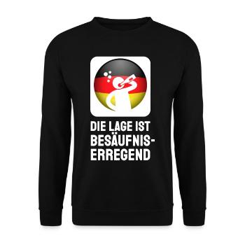 Die Lage ist Besäufniserregend Deutschland Flagge - Unisex Pullover - Schwarz - Vorne - Alina (178cm) & Michal (187cm)