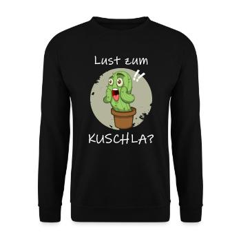 Lustig Witzig Kaktus Motiv Spruch Mundart Dialekt - Unisex Pullover - Schwarz - Vorne - Alina (178cm) & Michal (187cm)
