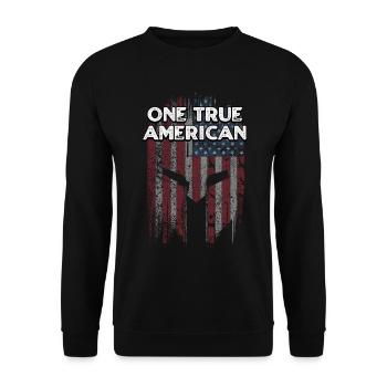One True American Patriotic Independence - Unisex Sweatshirt - black - Front - Alina (178cm) & Michal (187cm)