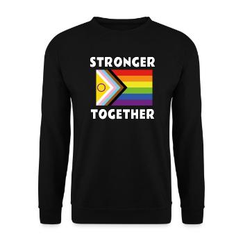 Gemeinsam stärker inklusive Queer Pride-Flagge - Unisex Pullover - Schwarz - Vorne - Alina (178cm) & Michal (187cm)