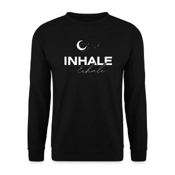 INHALE Exhale – Mondphasen für Yogis - Unisex Pullover - Schwarz - Vorne - Alina (178cm) & Michal (187cm)