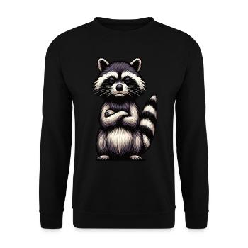 raccoon raccoons forest animal funny raccoon - Unisex Sweatshirt - black - Front - Alina (178cm) & Michal (187cm)
