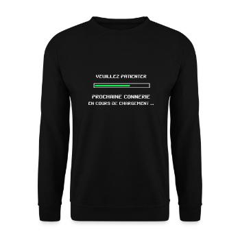 Veuillez patienter prochaine connerie en cours - Sweat-shirt Unisexe - noir - Devant - Alina (178cm) & Michal (187cm)