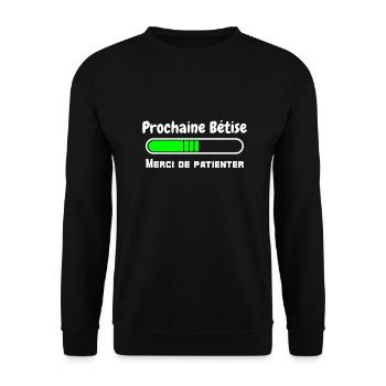 prochaine bêtise - merci de patienter - chargement - Sweat-shirt Unisexe - noir - Devant - Alina (178cm) & Michal (187cm)