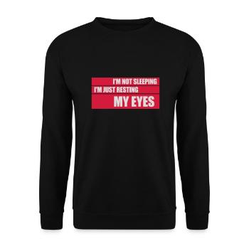 im not sleeping Zitat - Unisex Pullover - Schwarz - Vorne - Alina (178cm) & Michal (187cm)