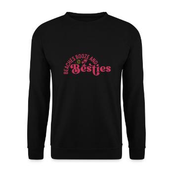 Beaches Booze Besties, Summer Sun Beach Friends - Unisex Sweatshirt - black - Front - Alina (178cm) & Michal (187cm)
