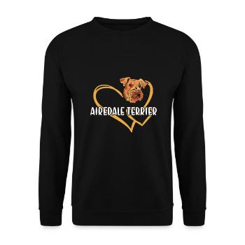 Airedale Terrier Heart - Unisex Sweatshirt - black - Front - Alina (178cm) & Michal (187cm)