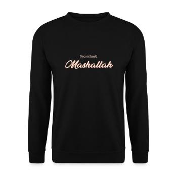 Sag schnell Mashallah - Unisex Pullover - Schwarz - Vorne - Alina (178cm) & Michal (187cm)